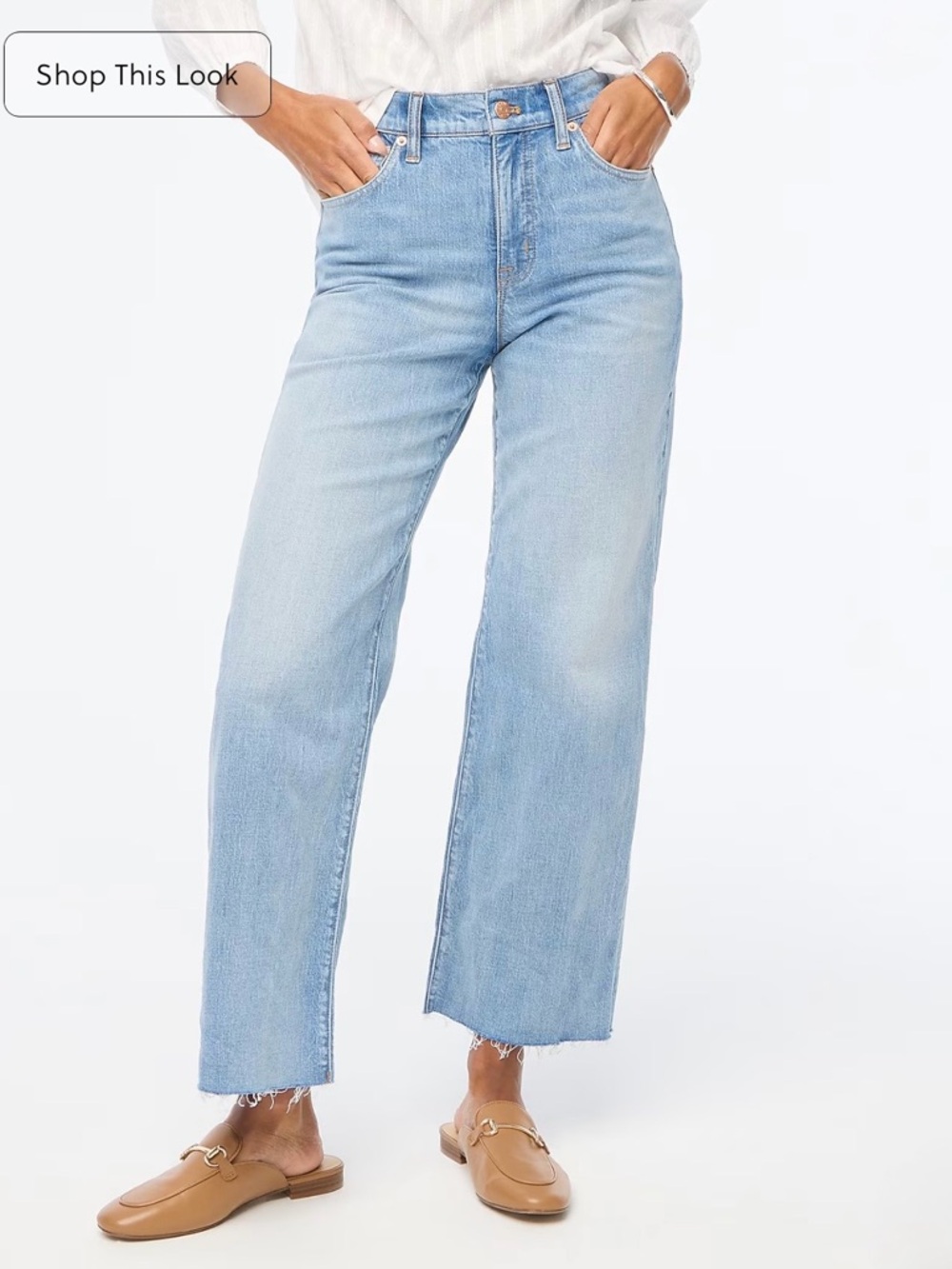 NWT! J. CREW FACTORY Petite wide-leg cropped jean all-day stretch frayed hem 27P
